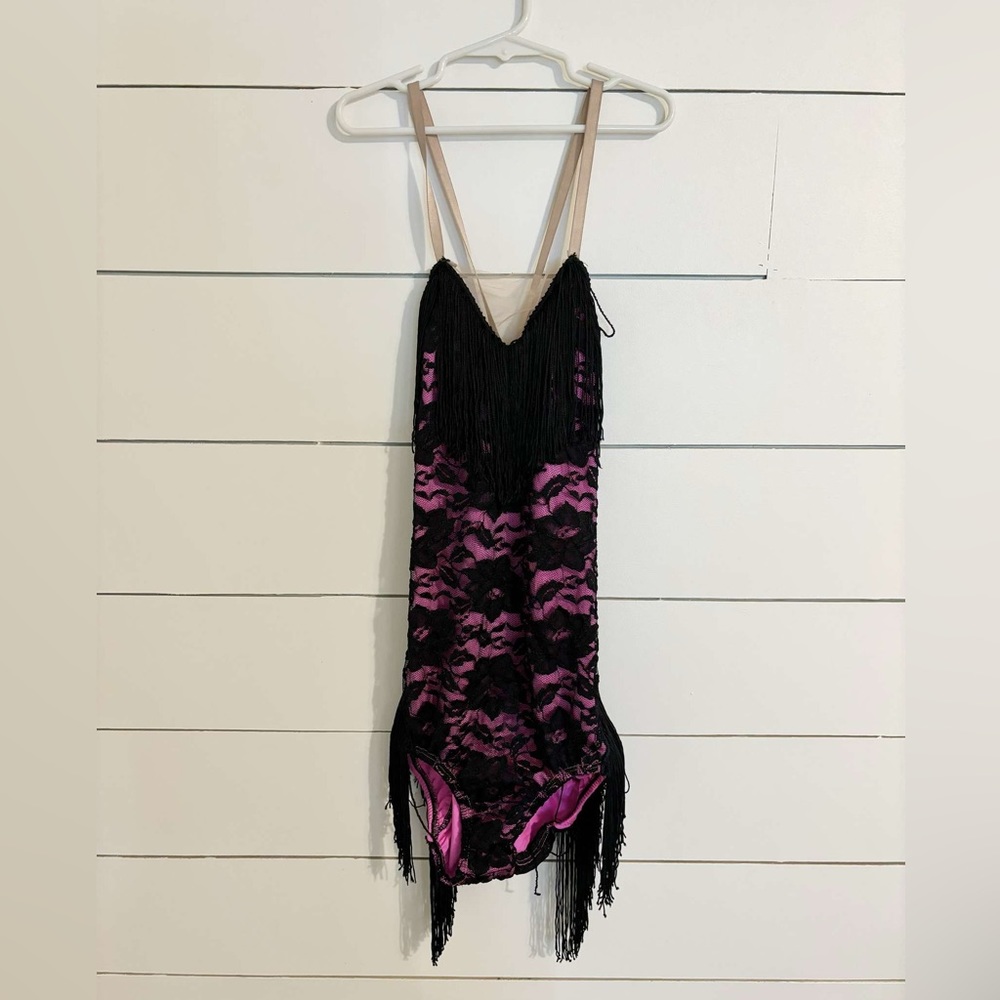 Pink and black dance costume